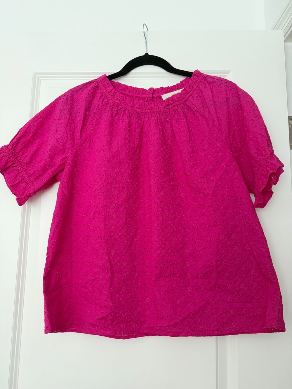 LOFT Fuchsia Eyelet Peasant Blouse